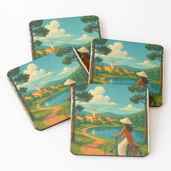 Item preview, Cyclist along Lake in Da Lat, Vietnam Highlands designed and sold by Aryabek.