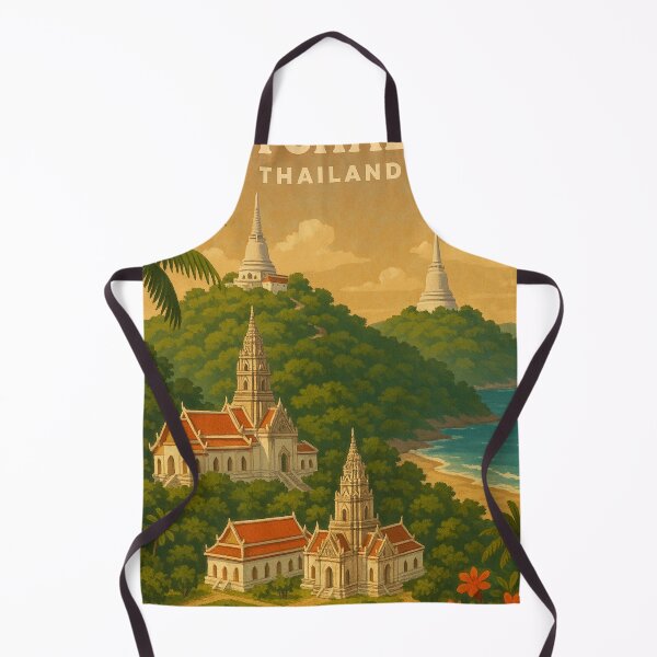 Item preview, Phetchaburi Thailand Temples and Forested Hillscape designed and sold by Aryabek.
