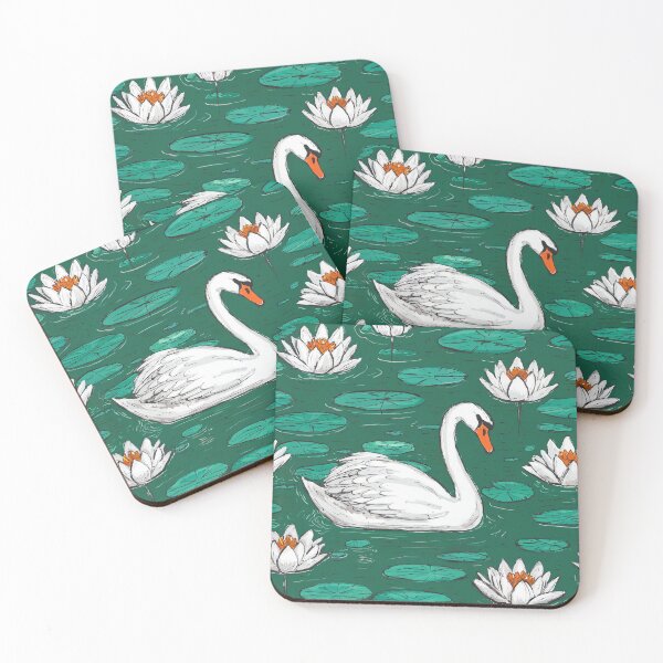 Item preview,   Tranquil Pond Scene with Graceful White Swan and Lily Pads designed and sold by AnimalAirtistry.