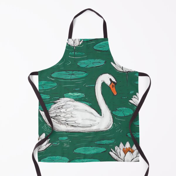 Item preview, Tranquil Pond Scene with Graceful White Swan and Lily Pads designed and sold by AnimalAirtistry.