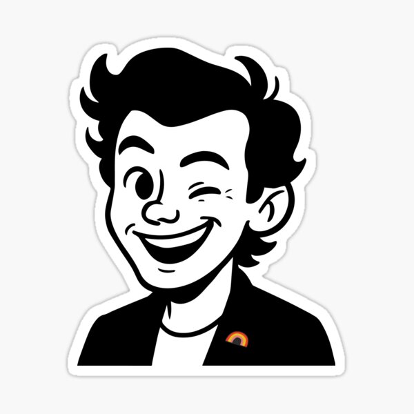 Item preview, Cheeky Harry Cartoon with Rainbow Pin designed and sold by SingerNZ.