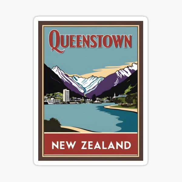 Item preview, A Vintage Travel Art of Queenstown - New Zealand  designed and sold by GoodOldVintage.