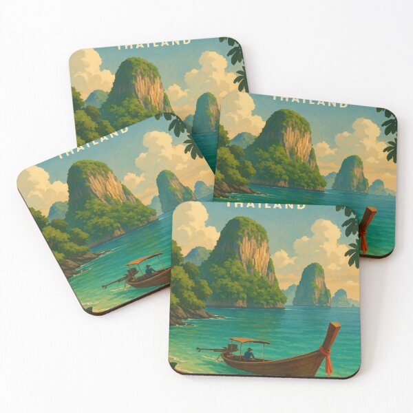 Item preview, Trang Thailand with Limestone Islets and Longtail Boat designed and sold by Aryabek.