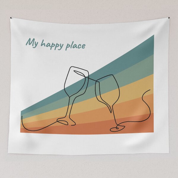 Item preview, My Happy Place Colorful lined design wine glasses designed and sold by siempredesign.
