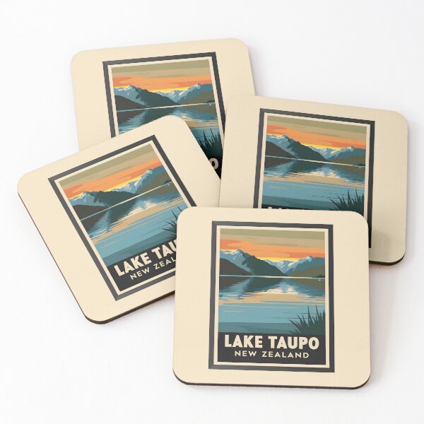 Item preview, A Vintage Illustration of Lake Taupo - New Zealand  designed and sold by GoodOldVintage.