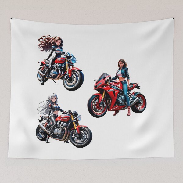 Item preview, 3 Beautiful biker girl designs, for girls who love adrenaline. designed and sold by UrbanTRIP.
