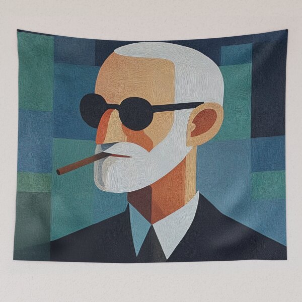 Item preview, Le Corbusier portrait | Post-impressionist painting style designed and sold by ComicsFactory.