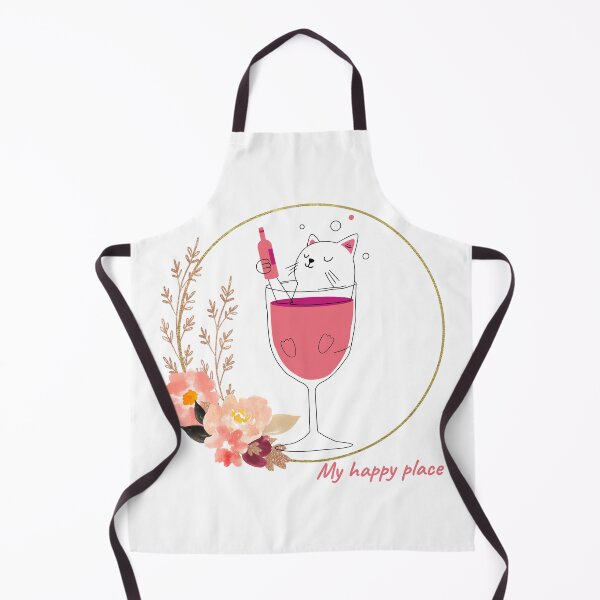Item preview, My Happy Place - Wine and Cat, cute design with flowers for cat people and wine fans designed and sold by siempredesign.