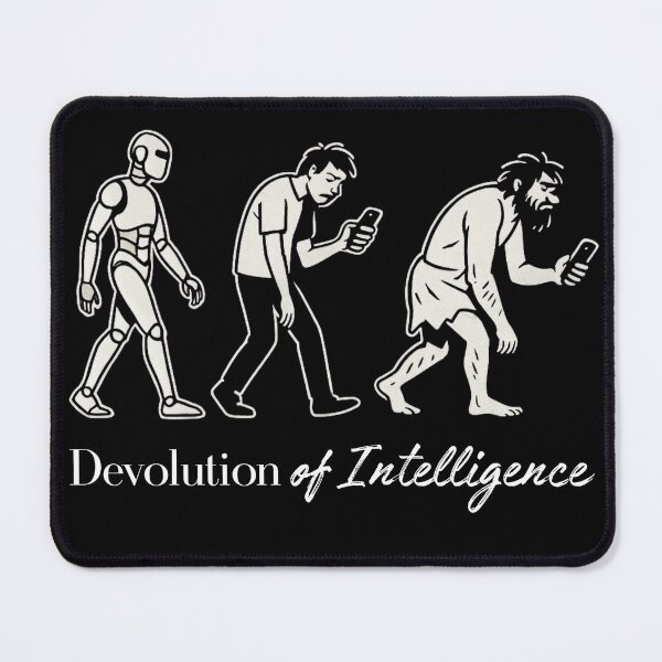 Item preview, Devolution of Intelligence – AI & Tech Evolution Humor Design designed and sold by Honominu.