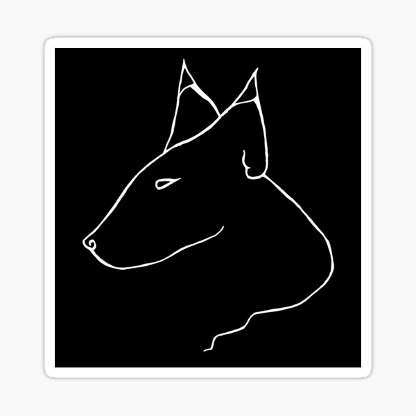 Alpha Dog Minimal Line Art Black and White Sticker