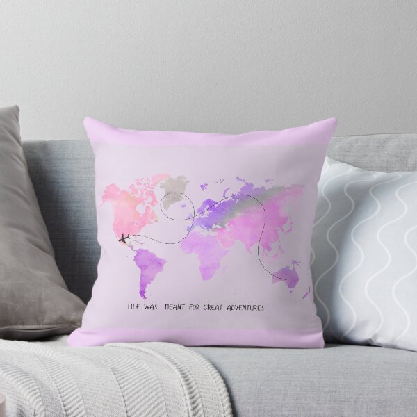 Item preview, Mapa del mundo en acuarela rosa y morado designed and sold by BellsOddities.