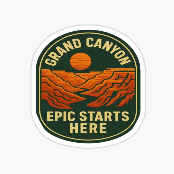 Item preview, Grand Canyon – Epic Starts Here | Retro Travel Badge designed and sold by Free Soul Design Studio.