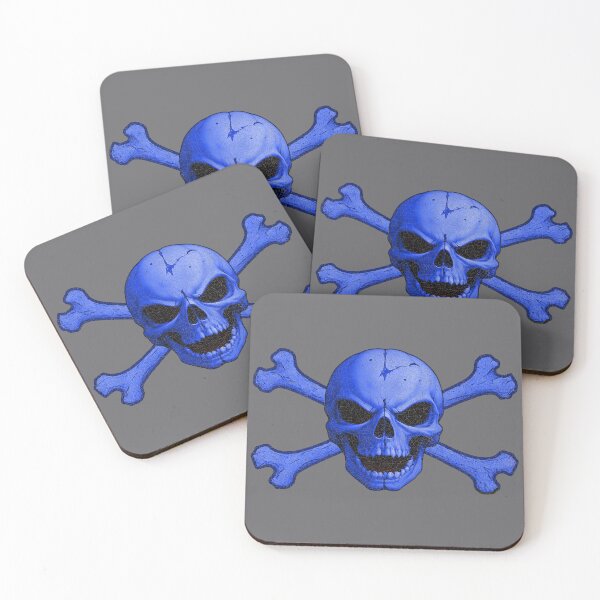 Item preview, Distressed Blue Skull and Crossbones Pirate Flag designed and sold by hauntedtees.