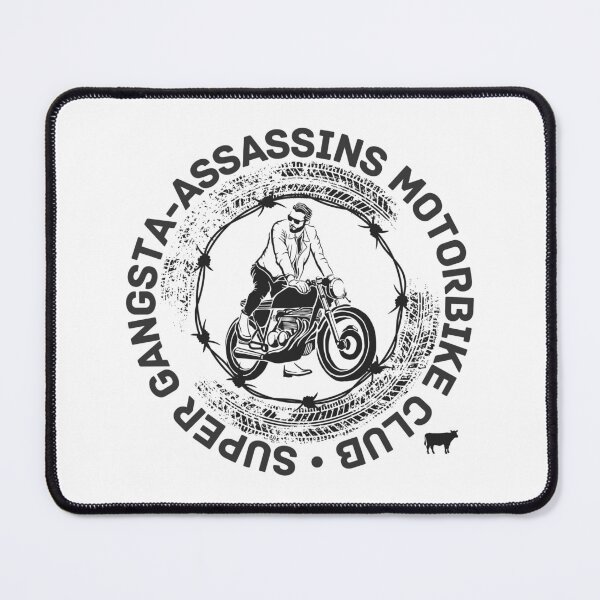 Item preview, Super Gangsta-Assassins Motorbike Club – Funny Biker Gang Parody designed and sold by UNK-Fatigues.
