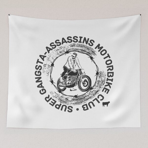 Item preview, Super Gangsta-Assassins Motorbike Club – Funny Biker Gang Parody designed and sold by UNK-Fatigues.