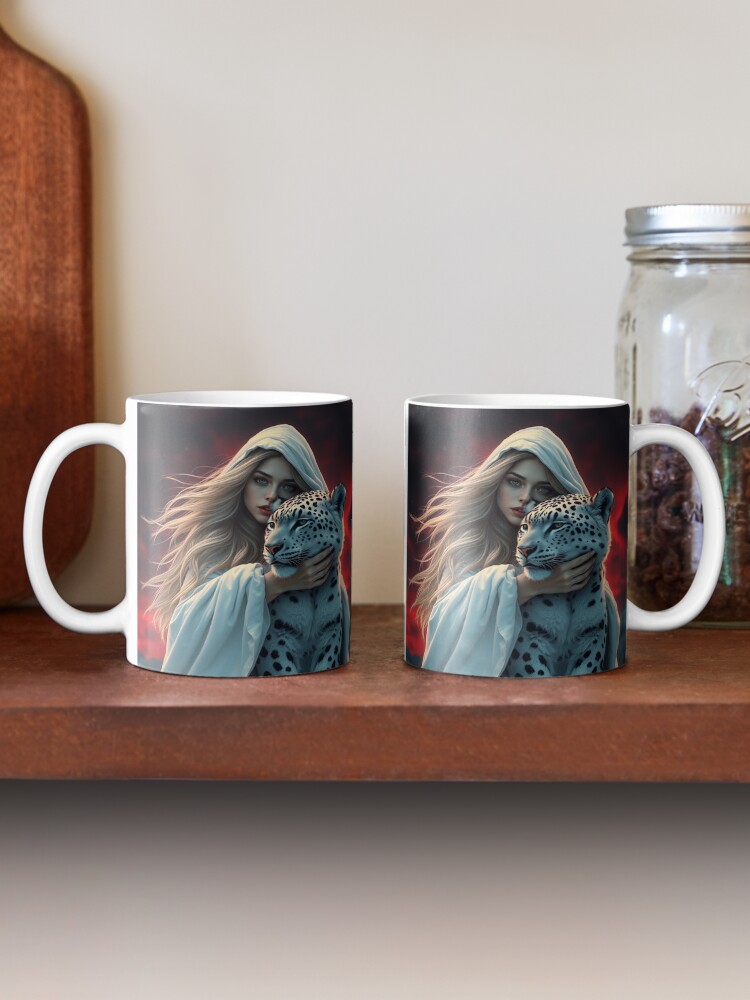 Thumbnail 2 of 6, Coffee Mug, Snow Leopard Lady designed and sold by LenCarol.