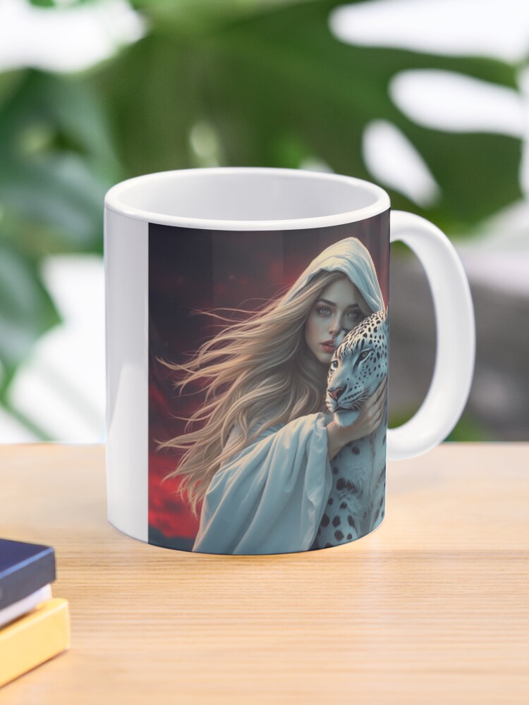 Thumbnail 1 of 6, Coffee Mug, Snow Leopard Lady designed and sold by LenCarol.