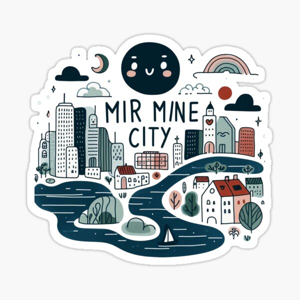 Item preview, Mir mined City – Minimalist Watercolor Cityscape Sticker,    designed and sold by PaintMeWorld.