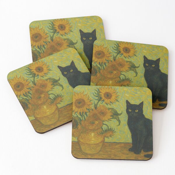 Item preview, Vincent van Gogh Sunflowers and Cat designed and sold by Mauswohn.