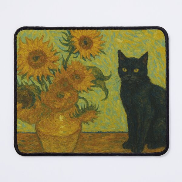 Item preview, Vincent van Gogh Sunflowers and Cat designed and sold by Mauswohn.