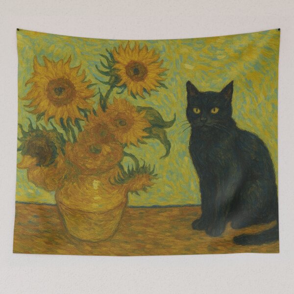 Item preview, Vincent van Gogh Sunflowers and Cat designed and sold by Mauswohn.