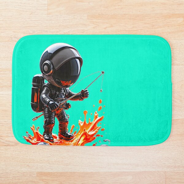 Artikelvorschau, Space Fisher Astronaut – Neonschwarze und orange kosmische Kunst entworfen und verkauft von Dark-Circuit-Haven.