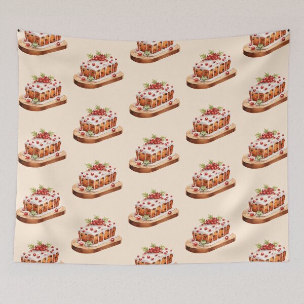 Item preview, Festive Christmas Cranberry Fruit Cake on a Wooden Board designed and sold by Alicia Chee.