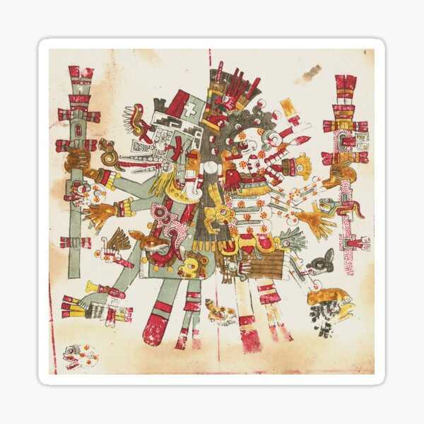Aztec Gods Mictlantecuhtli and Quetzalcoatl Print Sticker