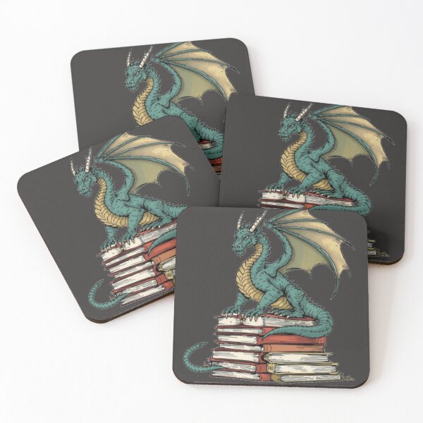 Item preview, Green dragon with  books  designed and sold by Wicca and mythical creatures .