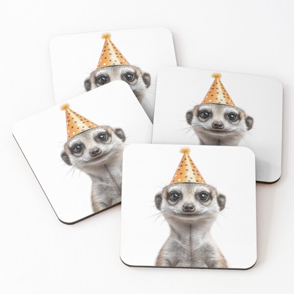 Item preview, Funny Meerkat Wearing Birthday Party Hat designed and sold by LazyOwlStore.