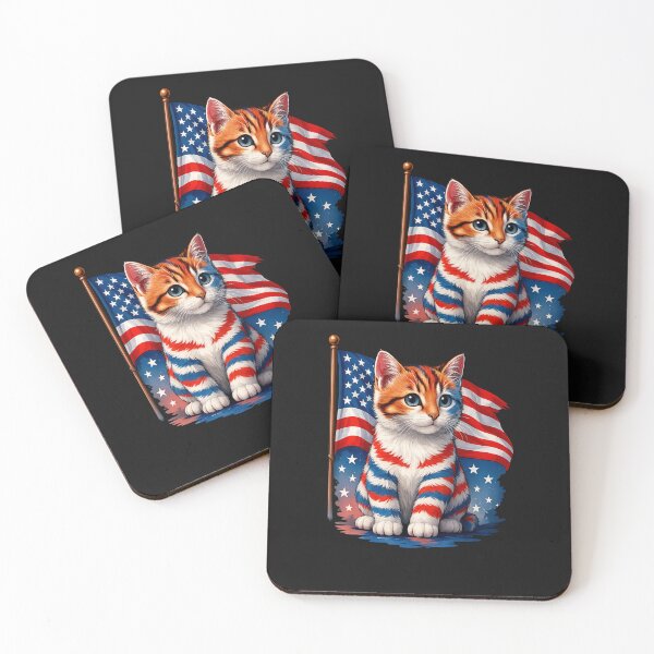 Item preview, America Cat Happy 4th of July Patriotic Usa Flag designed and sold by TalalosART.