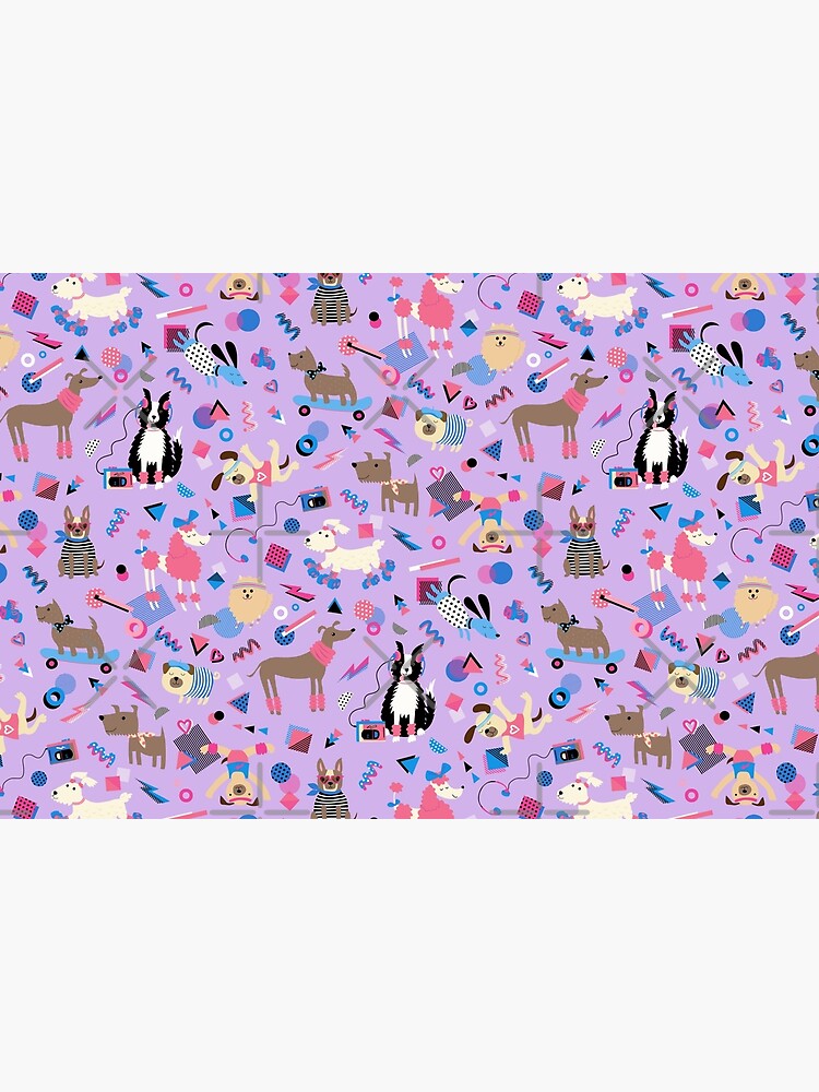 Thumbnail 6 of 6, Bath Mat, 80s Memphis Style dogs on lilac - cute pattern by Cecca Designs designed and sold by Cecca-Designs.