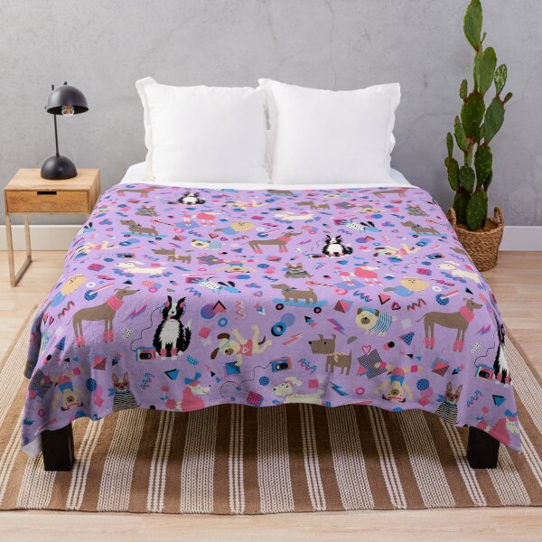 Item preview, 80s Memphis Style dogs on lilac - cute pattern by Cecca Designs designed and sold by Cecca-Designs.