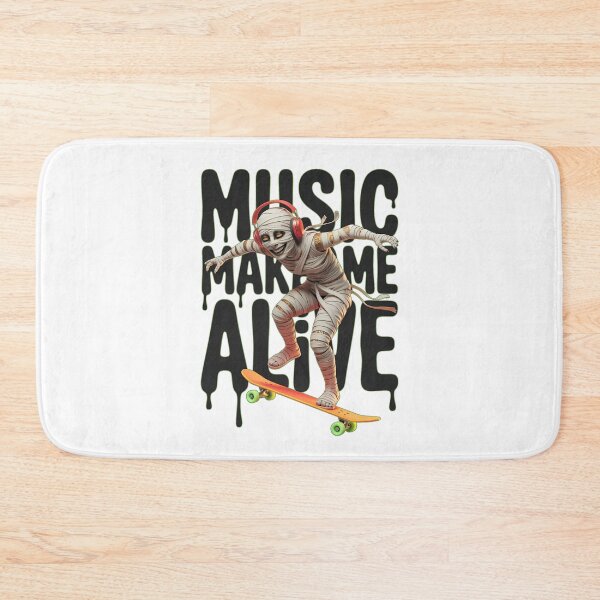 Item preview, MUSIC MAKES ME ALIVE - MUMMY ON A SKATEBOARD WITH HEADPHONES designed and sold by justyna-s28.