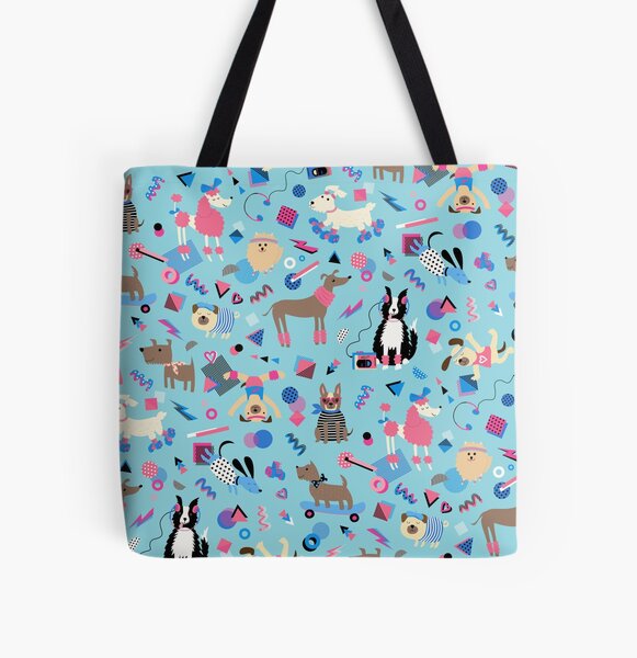 Item preview, 80s Memphis Style dogs on sky blue - cute pattern by Cecca Designs designed and sold by Cecca-Designs.