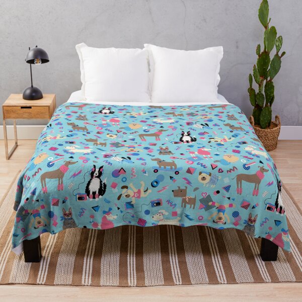 Item preview, 80s Memphis Style dogs on sky blue - cute pattern by Cecca Designs designed and sold by Cecca-Designs.