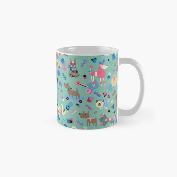 80s Memphis Style dogs on mint green - cute pattern by Cecca Designs Classic Mug
