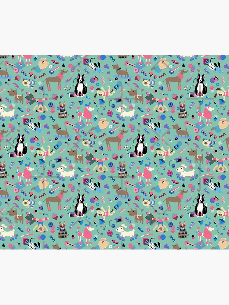 Thumbnail 6 of 6, Throw Blanket, 80s Memphis Style dogs on mint green - cute pattern by Cecca Designs designed and sold by Cecca-Designs.