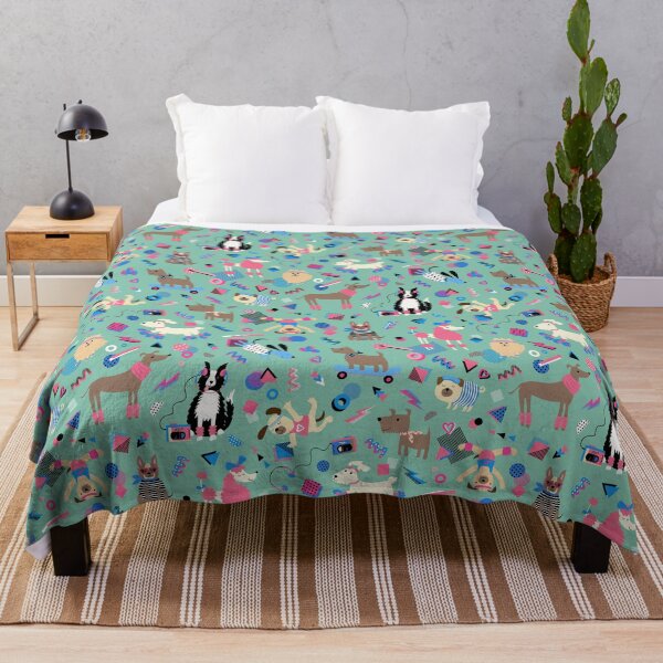 Item preview, 80s Memphis Style dogs on mint green - cute pattern by Cecca Designs designed and sold by Cecca-Designs.