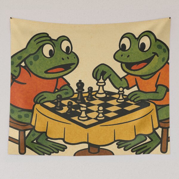 Item preview, Two frogs playing chess designed and sold by Mauswohn.