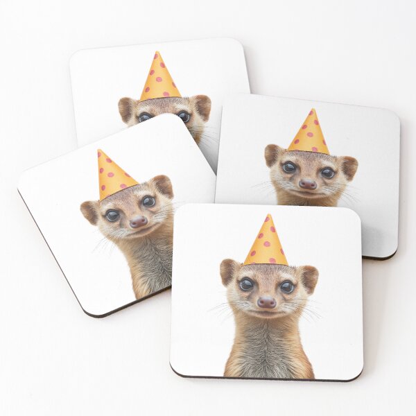 Item preview, Cute Mongoose with Party Hat Birthday Celebration designed and sold by LazyOwlStore.