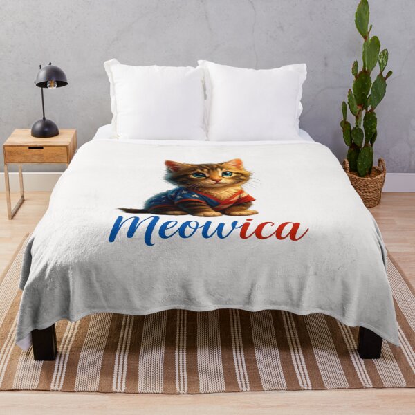 Item preview, Meowica cute cat Patriotic 4th July with American Flag designed and sold by MOHITSALVI.