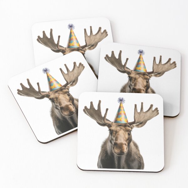 Item preview, Cute Moose with Party Hat Birthday Celebration designed and sold by LazyOwlStore.