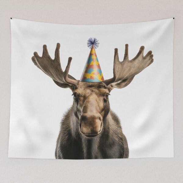Item preview, Cute Moose with Party Hat Birthday Celebration designed and sold by LazyOwlStore.