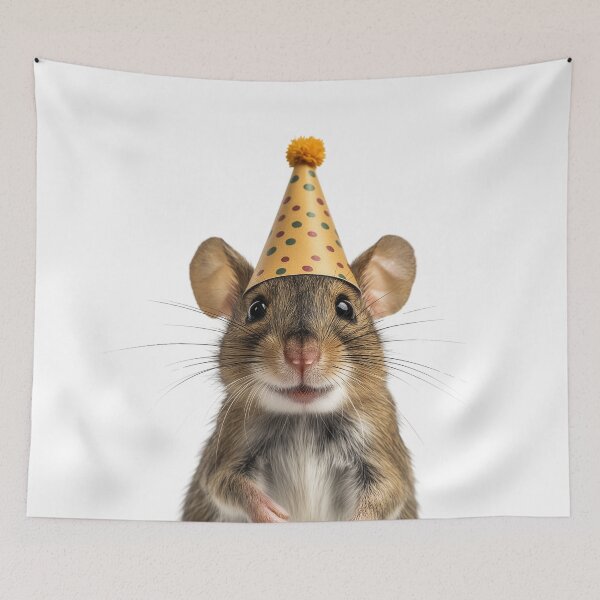 Item preview, Cute Mouse with Party Hat Birthday Celebration designed and sold by LazyOwlStore.