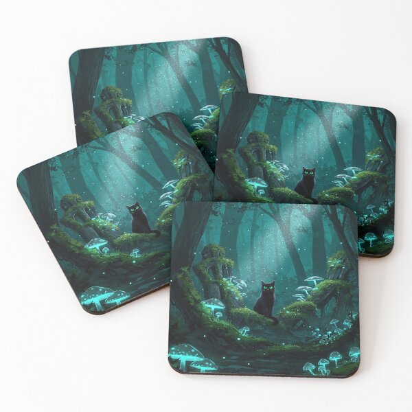 Item preview, Moonlit Magiccore – Cozy Goth Forest with Glowing Mushrooms designed and sold by MarCreativArt.
