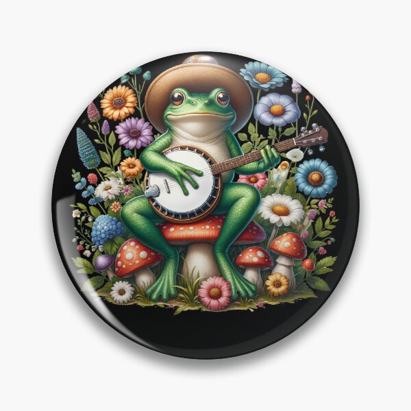 Item preview, Frog Playing Banjo on Mushroom Aesthetic Banjoist Banjo Player designed and sold by Kimberley King Art  King Art.