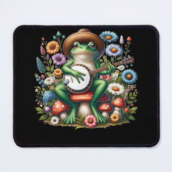Item preview, Frog Playing Banjo on Mushroom Aesthetic Banjoist Banjo Player designed and sold by Kimberley King Art King Art.