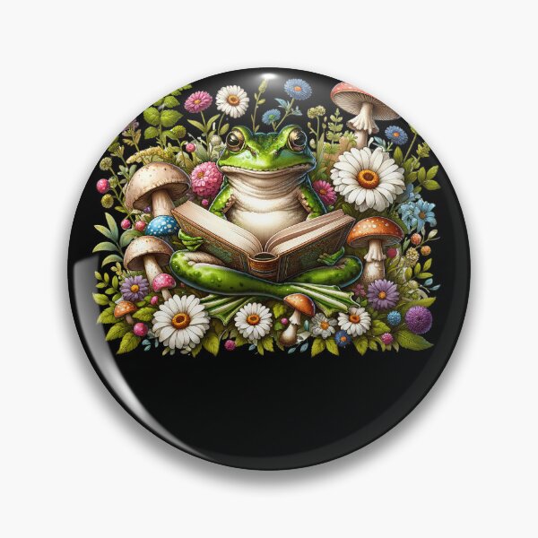 Item preview, Frog Reading Book Reader Book Lover Aesthetic Floral Mushroom designed and sold by Kimberley King Art  King Art.