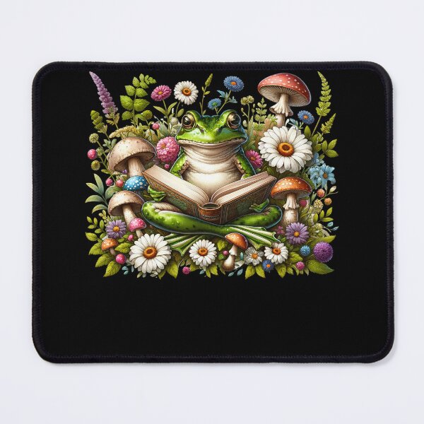 Item preview, Frog Reading Book Reader Book Lover Aesthetic Floral Mushroom designed and sold by Kimberley King Art  King Art.
